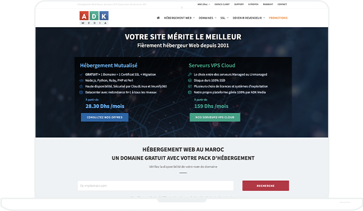 Hébergement web ADK sur laptop