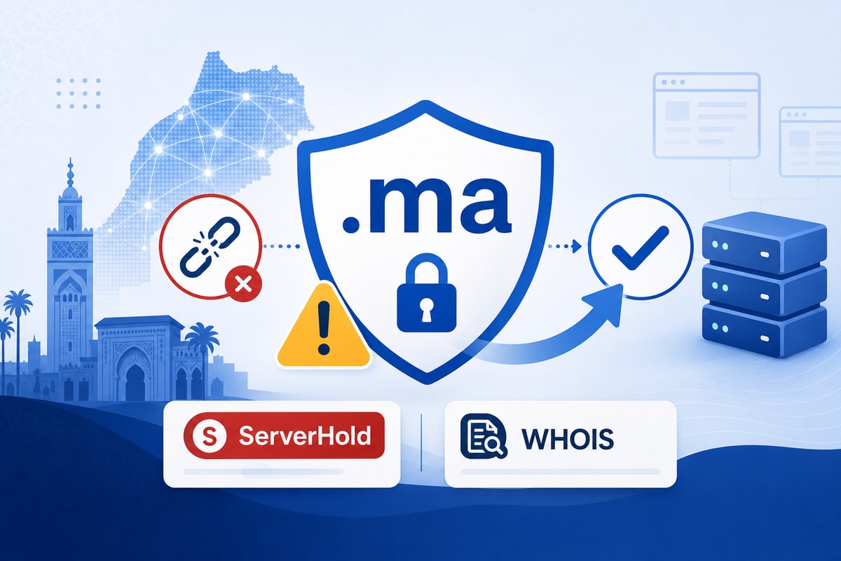 Statut ServerHold d’un nom de domaine .ma : suspension, WHOIS et procédure de régularisation ANRT